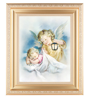 Guardian Angel With Lantern/Stn Gold Frame 8X10 Print