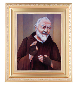 St. Pio In Satin Gold Frame 10.25X12.25" 8X10 Print