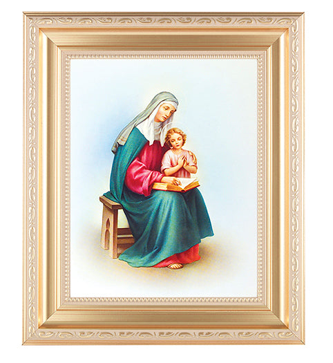 Saint Anne In Satin Gold Frame 10.25X12.25" 8X10 Print – CatholicShop.com