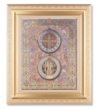 Gold Saint Benedict Print in 10.23X12.24 Antique Gold Frame