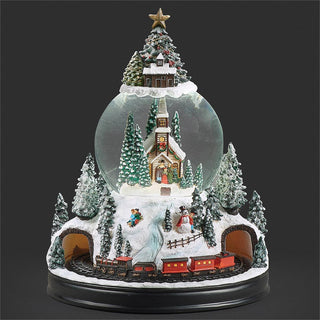 11-Inch Lighted Musical Church Dome W/ Rotating Train 120Mm