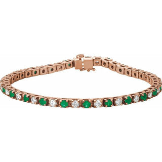 14K Rose Lab-Grown Emerald & 2 3/8 CTW Lab-Grown Diamond Line 7" Bracelet
