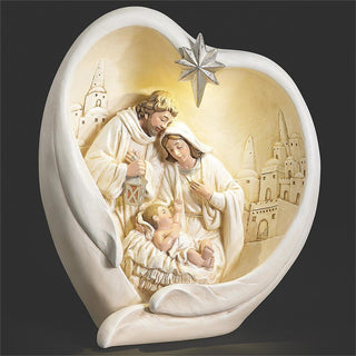 10-Inch Lighted Ivory Wings With Holy Famiy