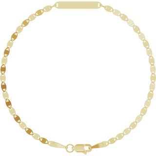 14K Yellow Engravable Bar & Mirror Chain 7 1/2" Bracelet