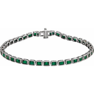 14K White Natural Tsavorite Garnet Line 7" Bracelet 