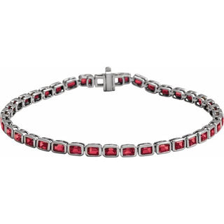 14K White Lab-Grown Ruby Line 7" Bracelet 