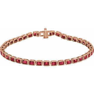 14K Rose Lab-Grown Ruby Line 7" Bracelet 