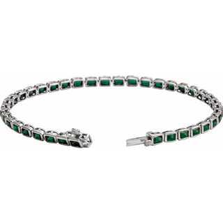 14K White Natural Tsavorite Garnet Line 7" Bracelet 