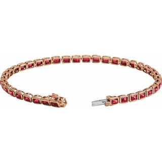 14K Rose Lab-Grown Ruby Line 7" Bracelet 