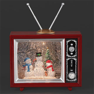 6-Inch Lighted Swirl Snowman Tv With Snowy Printed Background