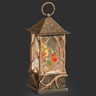 10-Inch Lighted Swirl Cardinal Antler Lantern