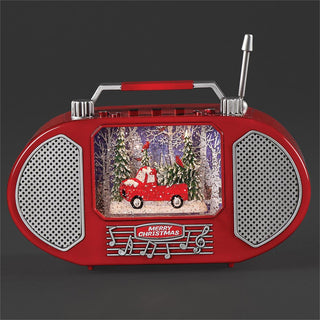 6-Inch Lighted Musical Red Radio With Red Truck - Swirl
