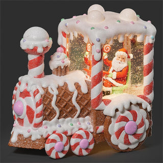 7.25-Inch Lighted Swirl Candy Peppermint Train With Santa