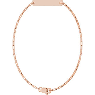 14K Rose Engravable Bar & Paperclip-Style Link 7" Bracelet