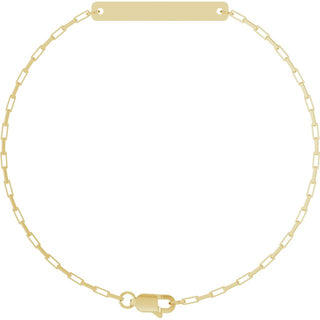 14K Yellow Engravable Paperclip-Style Link 7" Bracelet