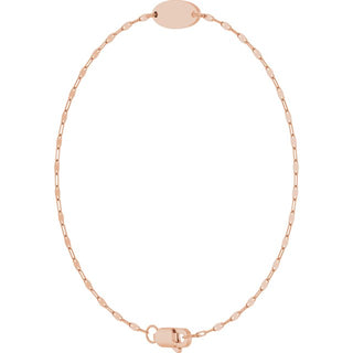 14K Rose Engravable Keyhole Link 7" Bracelet