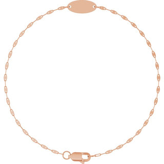 14K Rose Engravable Keyhole Link 7" Bracelet
