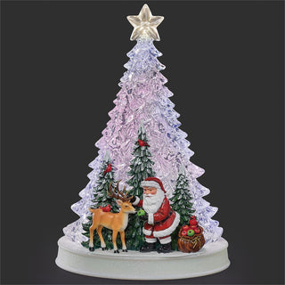 12-Inch Lighted Musical Tree With Santa And Deer Scene