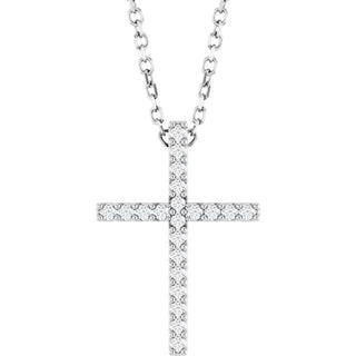 Sterling Silver .08 CTW Natural Diamond Cross 16" Necklace