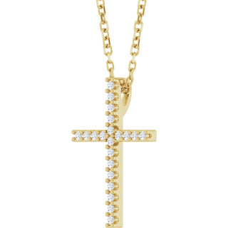 14K Yellow .08 CTW Natural Diamond Cross 16" Necklace