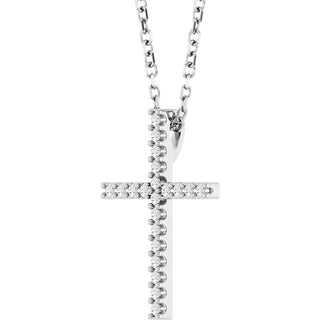 14K White .08 CTW Natural Diamond Cross 16" Necklace