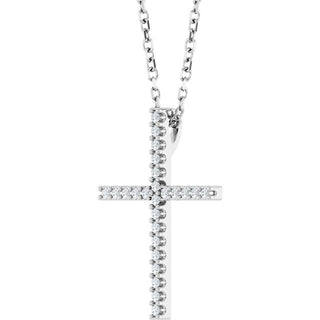 14K White 1/10 CTW Natural Diamond Cross 16" Necklace