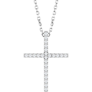 Platinum 1/10 CTW Natural Diamond Cross 16" Necklace