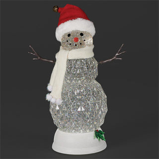 11-Inch Lighted Swirl Snowman With White Scarf