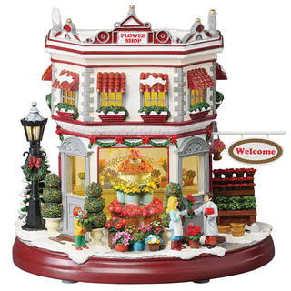 9.75-Inch Lighted Musical Flower Shop - Rotate