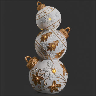 36-Inch Lighted Ornament Figure White & Gold