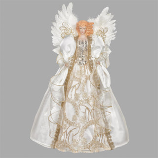 16-Inch Angel Treetopper With Ivory Lace & Feather Wings