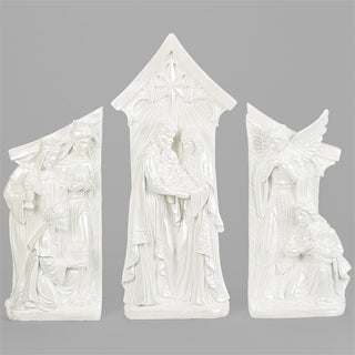 14.5-Inch 3-Piece Set Nativity White Pearlized