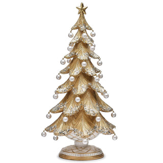18-Inch Gold Tree With Pearl Drop Accents Tabletop