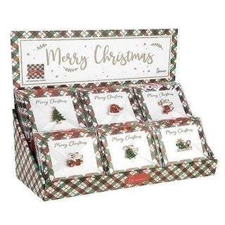 24-Piece Set Christmas Collage Pin Pdq Display