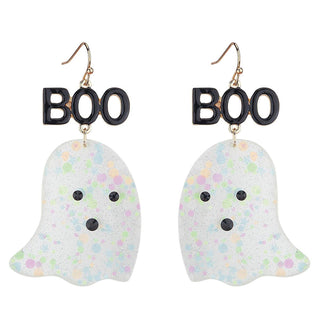 24-Piece Set Boo Ghost Earrings With Display - Carded - 2.5-Inch