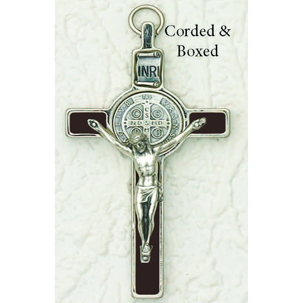 Saint Benedict Cross 3 inch Brown Silver – CatholicShop.com
