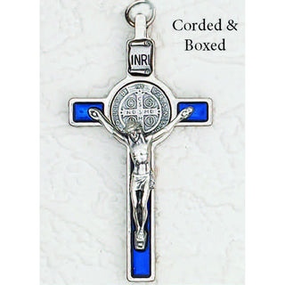 3 inch St Benedict Crucifix with Blue Pearl Effect