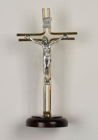 8 inch Gold and Silver on Wood Base Boxed