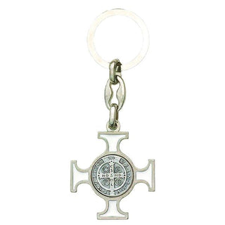 Saint Benedict Enamel Key Ring - White 6-pack
