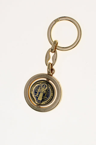 6-Pack - Gold Tone Foil Spinning Saint Benedict Key Chain