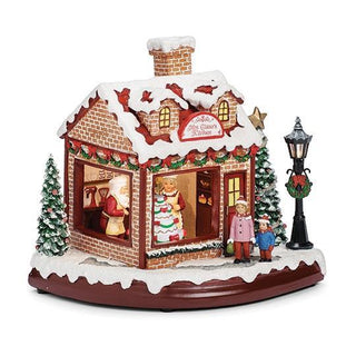 8-Inch Lighted Musical Claus Kitchen With Rotating Cake