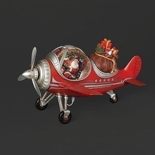 9-Inch Lighted Musical Swirl Airplane With Santa In Cockpit