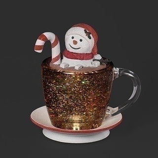 7.5-Inch Lighted Swirl Cocoa Mug With Melting Snowman