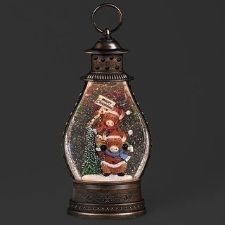 11-Inch Lighted Swirl Stacked Cow Mooey Christmas Lantern