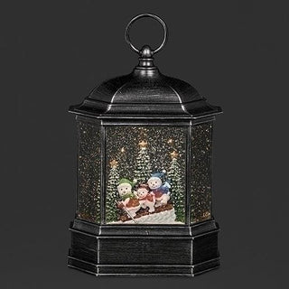 10-Inch Lighted Swirl Sledding Snowmen Lantern