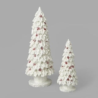 16-Inch 2-Piece Set White Tree Holly Berries