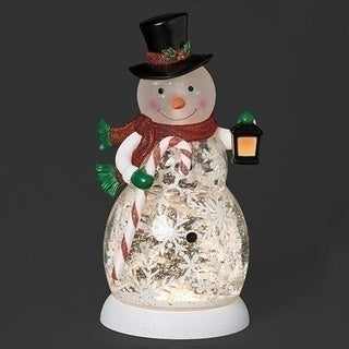 9-Inch Lighted Swirl Snowman With Rotating Inside
