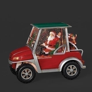 7-Inch Lighted Swirl Golf Cart Santa Driving With Elf
