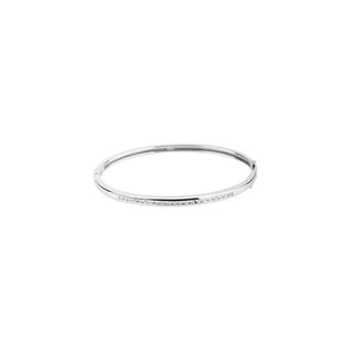 14K White 1/2 CTW Natural Diamond Bangle 6 1/2" Bracelet