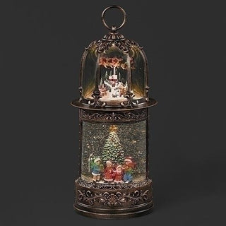 13-Inch Lighted Swirl Two Scene Rotating Santa Snowy Town